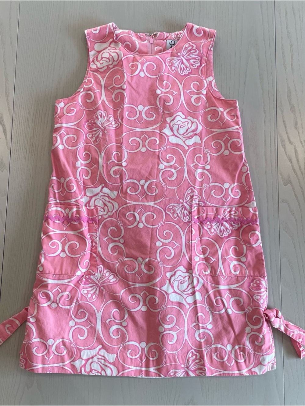 Vintage 90s Lilly Pulitzer Sleeveless Floral Butterfly Shift Dress - Size 7Y